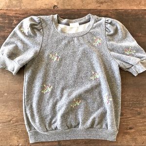 Puff sleeve sweatshirt with embroidery detailing